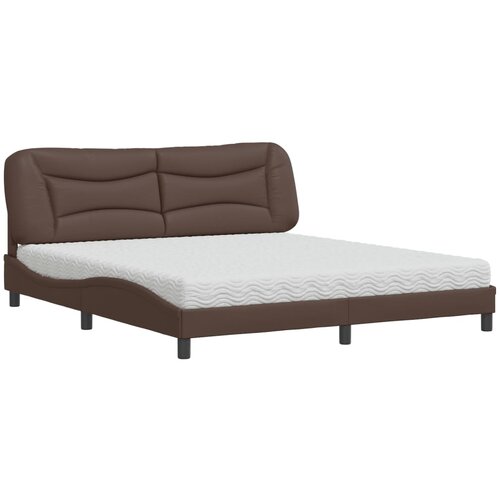 VidaXL Postelja z vzmetnico rjava 180x200 cm umetno usnje, (21216326) Slike