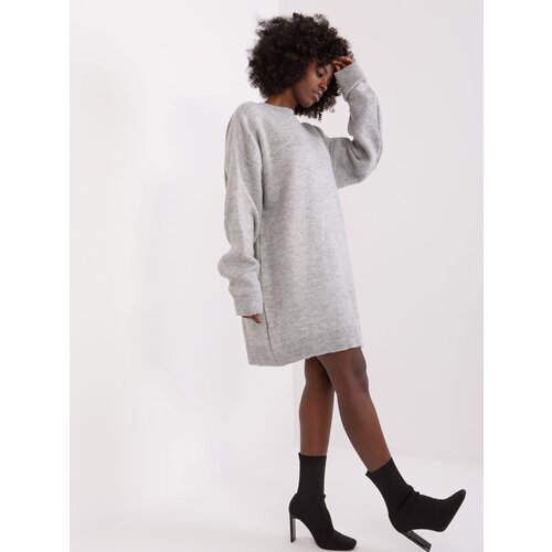 Fashion Hunters Grey women's dress with round neckline RUE PARIS Cene