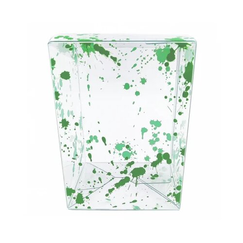 Spawn Clear Green Splatter 4'' Pop Protector With Film On It With Soft Crease Line And Automatic Bot Lock Cene