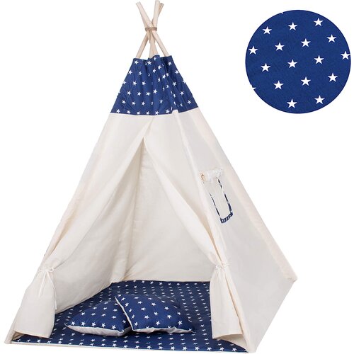 springos Otroški tipi šotor z talno podlogo in blazinami iz bombaža 160 x 120 x 100 cm, (21746608) Cene