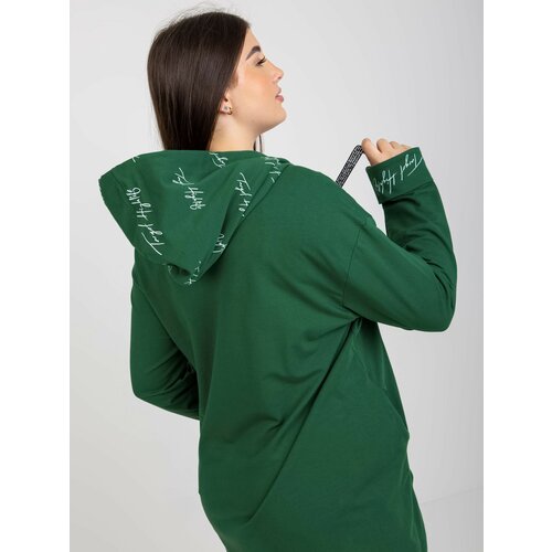 Fashion Hunters Dark green plus size zip up hoodie with slogans Slike