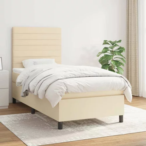  Box spring postelja z vzmetnico krem 80x200 cm blago, (20893835)