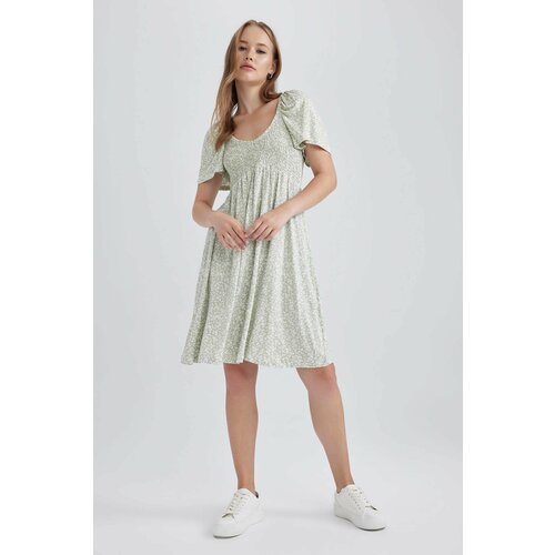 Defacto V-Neck Mini Short Sleeve Knitted Dress Slike