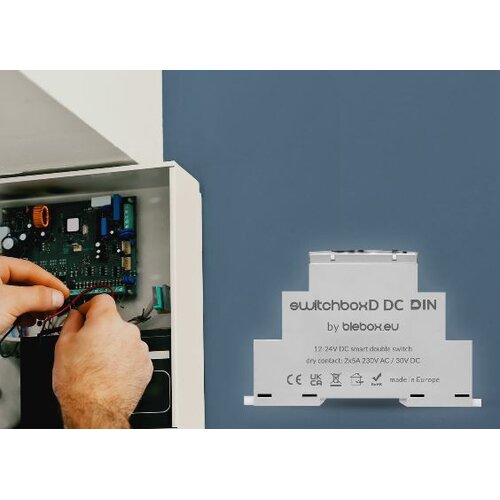 BLEBOX switchBoxD DC DIN - 2-kanalni rele 230V AC / 5-30V DC Slike