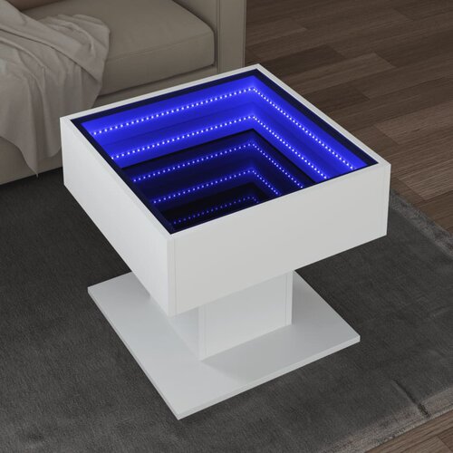 Furnova Klubska mizica LED bela 50x50x45 cm inženirski les, (21914313) Slike