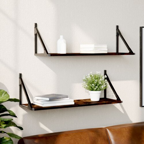 vidaXL Zidne police 2 kom boja hrasta 80x25x25,5 cm konstruirano drvo Cijene