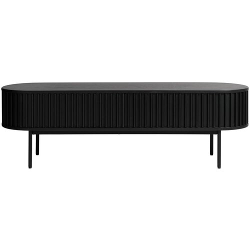 Unique Furniture Črna TV omarica v hrastovem dekorju 48x160 cm Siena – Cene