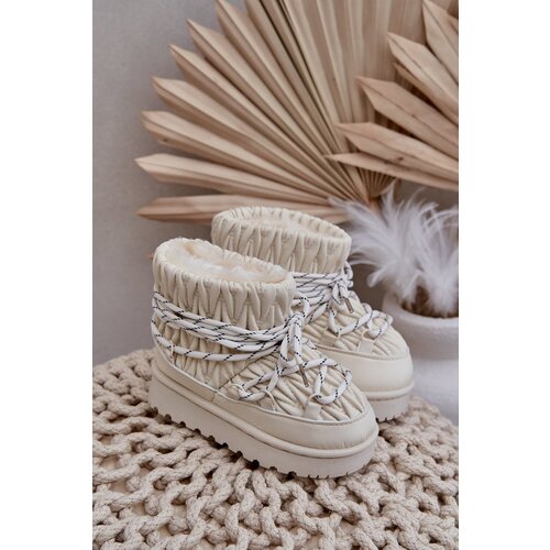 FR1 Children's Snow Boots Insulated With Thick Fur Light Beige Nastira Cene