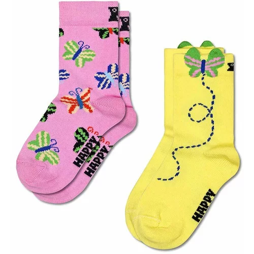 Happy Socks Otroške nogavice Kids Butterfly Socks 2-pack rumena barva