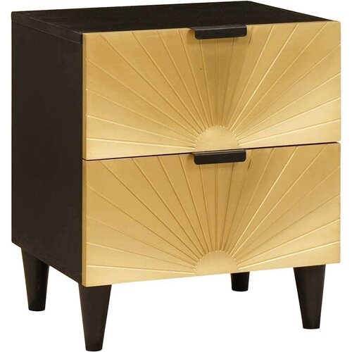 vidaXL Nočna omarica Črna in zlata 40 x 33.5 x 46 cm trden mangov les Cene