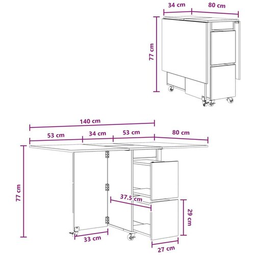  Blagovaonski stol 2 pcs 140 x 80 x 77 cm Konstruirano drvo Slike