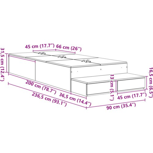 vidaXL Posteljni okvir za shranjevanje Sonoma hrast 90x200 cm Cene
