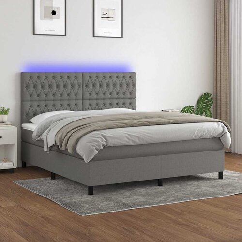 Krevet box spring s madracem LED tamnosivi 180x200 cm tkanina Slike
