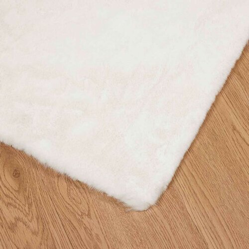  Faux Rabbit Fur Rug Olite Krema 100 x 200 cm Poliester Slike
