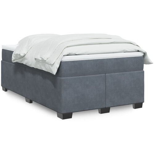 VidaXL Box spring postelja z vzmetnico temno siva 120x200 cm žamet Slike