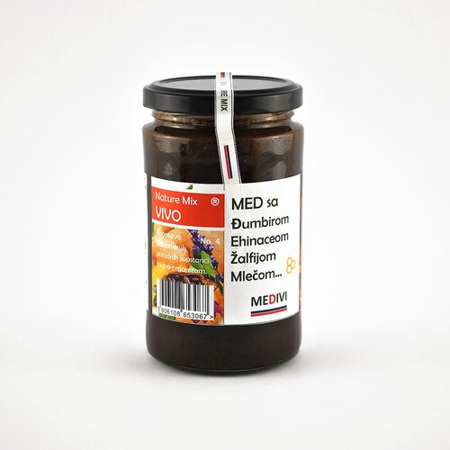 Medivi Med sa đumbirom, ehinaceom, žalfijom i mlečom Vivio 370ml Slike