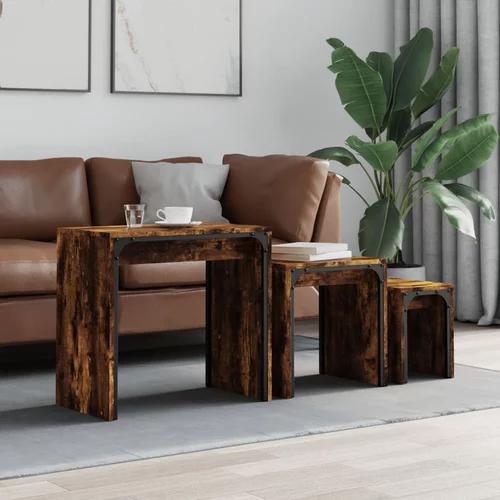 vidaXL Uklapajući stolići za kavu 3 kom boja hrasta konstruirano drvo