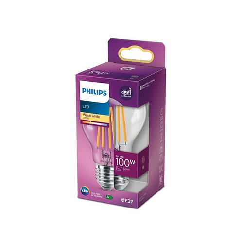 Philips LED sijalica FILAMENT E27 10.5W WW 2700K Slike