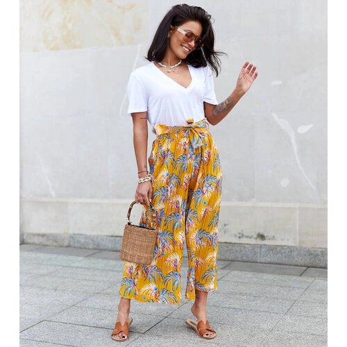 Gemre Yellow women's wide pleated pants Sijam Cijene