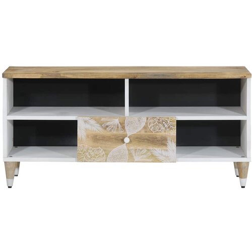 Maison Chic TV omarica - TV stojalo - Televizijska omarica 100x33,5x46 cm Masivni les Mango, (21700962) Slike