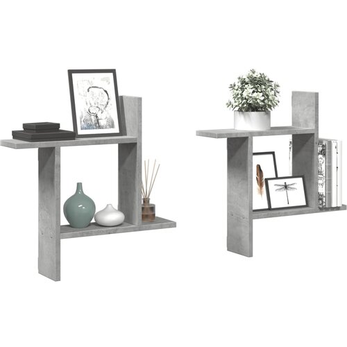 VidaXL Stenska polica 2 kosa betonsko siva 50x12x50 cm inženirski les Slike