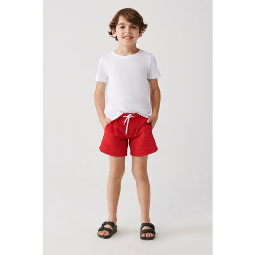 Avva Men's Red Quick Drying Standard Size Plain Children's Special Boxed Swimsuit Swim Shorts Slike
