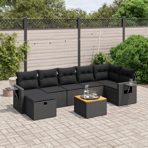 vidaXL 8-dijelni set vrtnih sofa od poliratana s jastucima crni Cijene