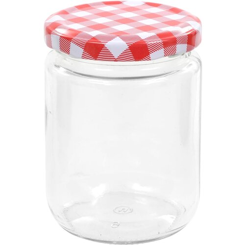  Staklenke za džem s bijelo-crvenim poklopcima 96 kom 230 ml Slike