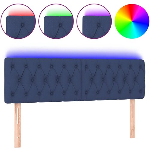 Maison Chic led posteljno vzglavje - vzglavna omarica - nočna omarica modro 160x7x78/88 cm blago, (21710956) Slike