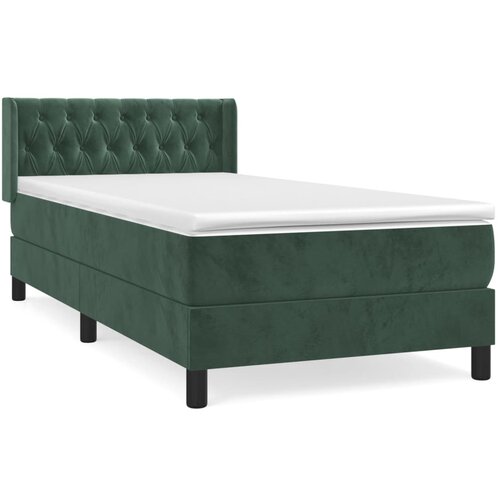 VidaXL Box spring postelja z vzmetnico temno zelena 90x200 cm žamet, (20900301) Slike