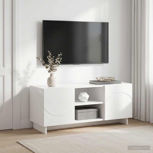  TV stalak 90 x 34.5 x 40 cm Bijela visokog sjaja Slike