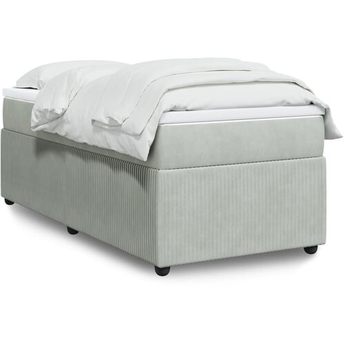 vidaXL Box spring postelja z vzmetnico svetlo siva 100x200 cm žamet Cene