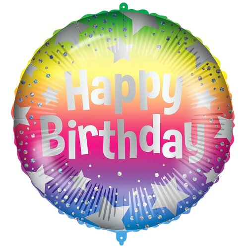 Procos Rojstnodarski folija balon &ndash; z napisom Happy Birthday, z vzorcem mavričnih zvezd, 46 cm Cene