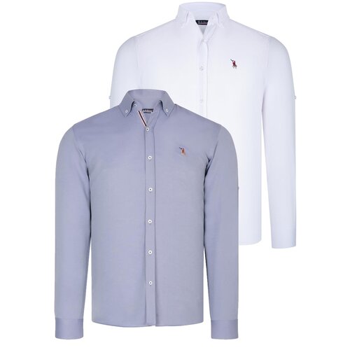 Dewberry DUAL SET G674 MENS SHIRTS-WHITE-GREY Cijene
