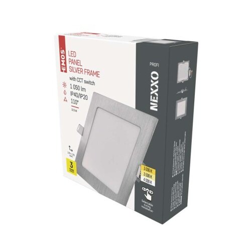  LED vgradno svetilo NEXXO, kvadratno, srebrno, 12W, nastavljiva CCT Slike