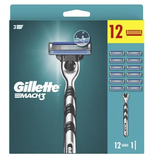 Gillette Mach3 Set brijač 1 kom + zamjenski brijači 11 kom za moške