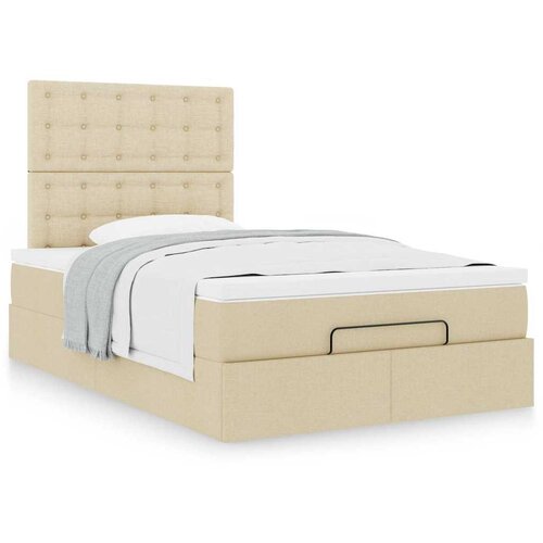 VidaXL otomanski okvir kreveta s madraca krem 120x190 cm od tkanine Slike