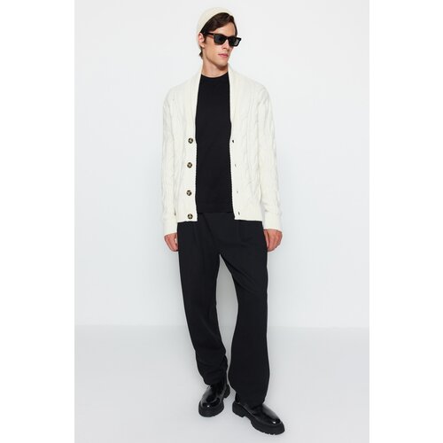 Trendyol Ecru Men&amp;#039;s Slim Fit Shawl Collar Knitwear Sweater Cardigan Slike