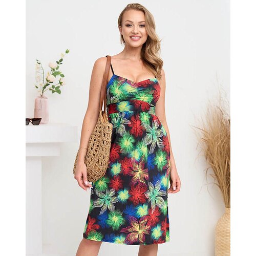 Resti Black and green women's dress with print- Clothing Cene