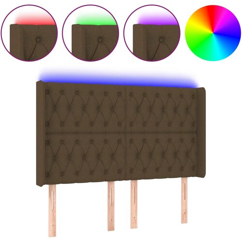 Maison Chic led posteljno vzglavje - vzglavna omarica - nočna omarica temno rjavo 147x16x118/128 cm blago, (21712511) Slike