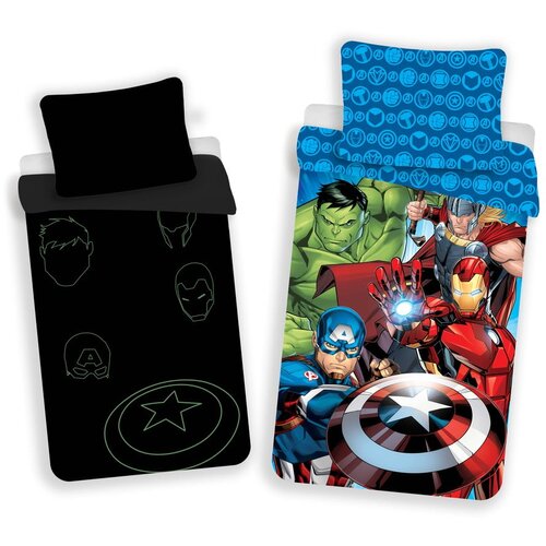 Jerry Fabrics Otroška bombažna posteljnina s svetlečim učinkom 140x200 cm Avengers - Cene