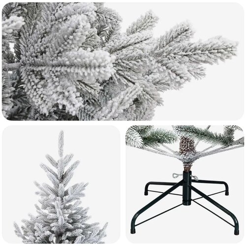  Umjetno božićno drvce s nogom 150 cm PVC i metal - Zelena i bijela 150 cm bez LED svjetala Slike