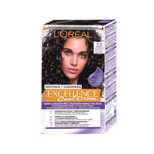 L´Oréal Paris excellence Cool Creme trajna barva za lase s hladnimi toni 48 ml odtenek 3,11 Ultra Ash Dark Brown Cene