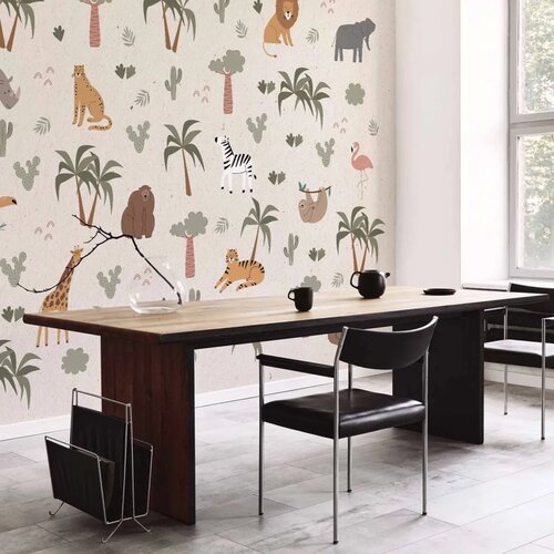  Foto tapeta - African Composition - Animals for the Children\&amp;#039;s Room on a Paper Background 392x280 Samoljepljiva Slike