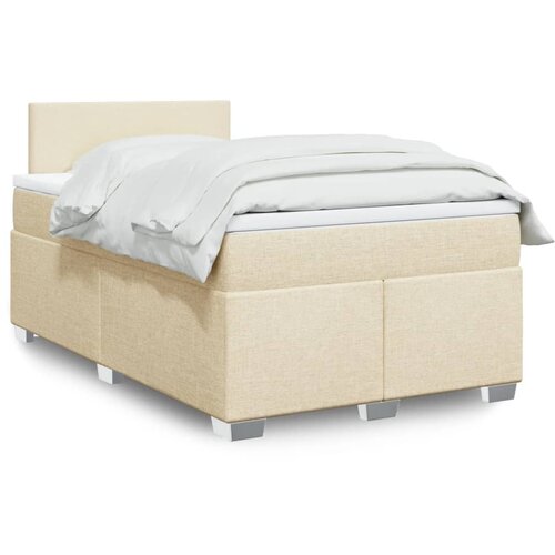 VidaXL Box spring postelja z vzmetnico krem 120x200 cm blago Slike