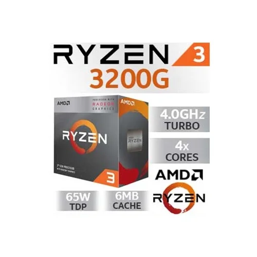 AMD RYZEN 3 3200G AM4 BOX 4 CPU cores,4 threads, 3.6GHz,4MB L3,65W,Radeon Vega 8