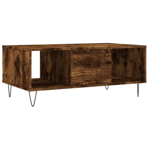 Maison Chic Klubska mizica - kavna mizica - Nizka mizica dimljeni hrast 90x50x36,5 cm inženirski les, (21754866) Cene