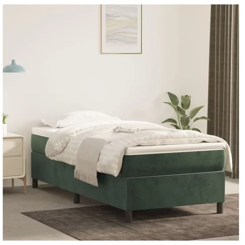  Box spring posteljni okvir temno zelen 80x200 cm žamet