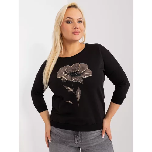 Fashion Hunters Black oversized blouse with a round neckline