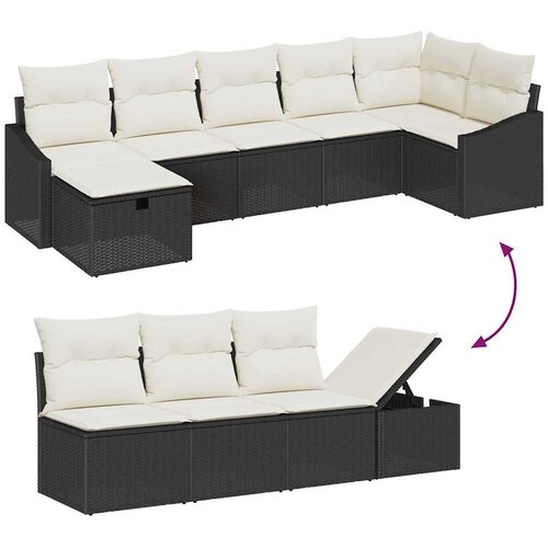  Set sofe 7 kom. Crna poliratan 288,5 x 123,5 x 85 cm Slike